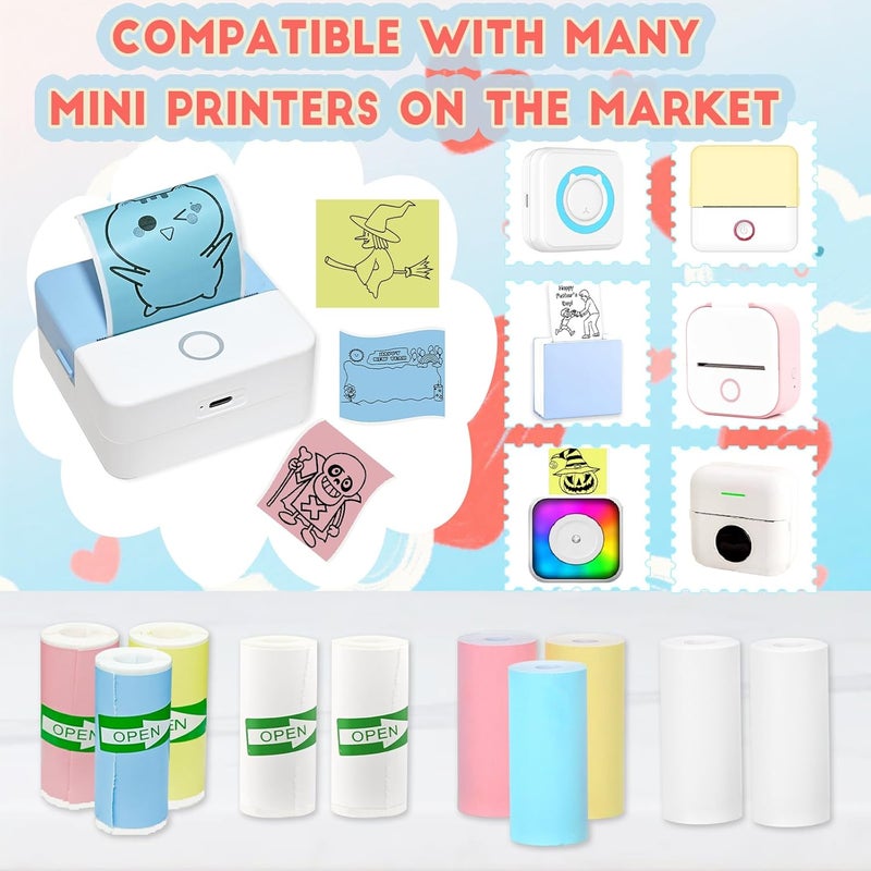 OMGFUNAA 10 Rolls 2-in-1 Mini Printer Paper - 5 Sticky Rolls & 5 Plain Rolls Compatible with M02/T02 Printers(Remove Inner Paper Holder), Thermal Sticker Paper for Photos, Lists, Study Notes & Scrapbooking - Image 3